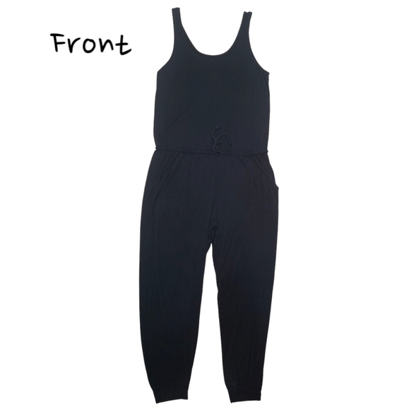 Aerie Jumpsuit Drawstring Waist Tapered Cuff Hem Romper Black Size Large - Picture 12 of 15